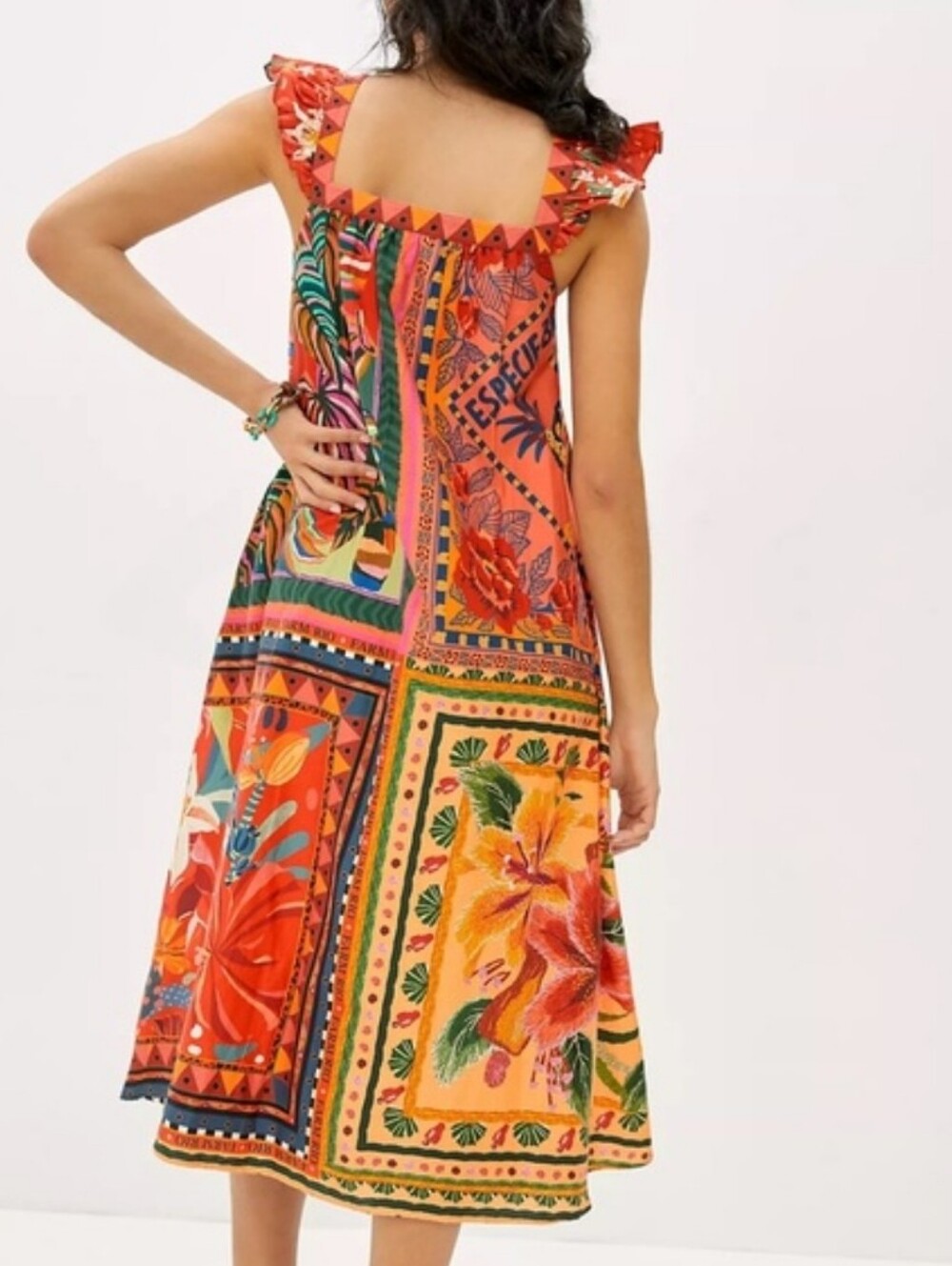 Anthropologie by Farm Rio Mosaic Ruffled Sun Midi Dress - Picture 4 of 15
